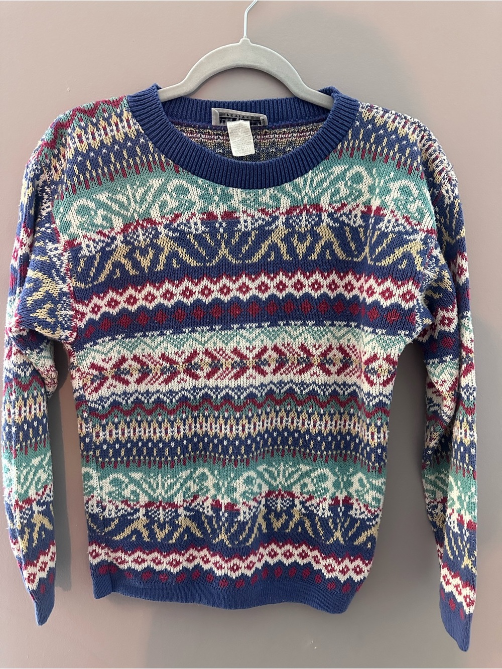 Women's Vintage Multi-Color Patterned Crewneck Sweater